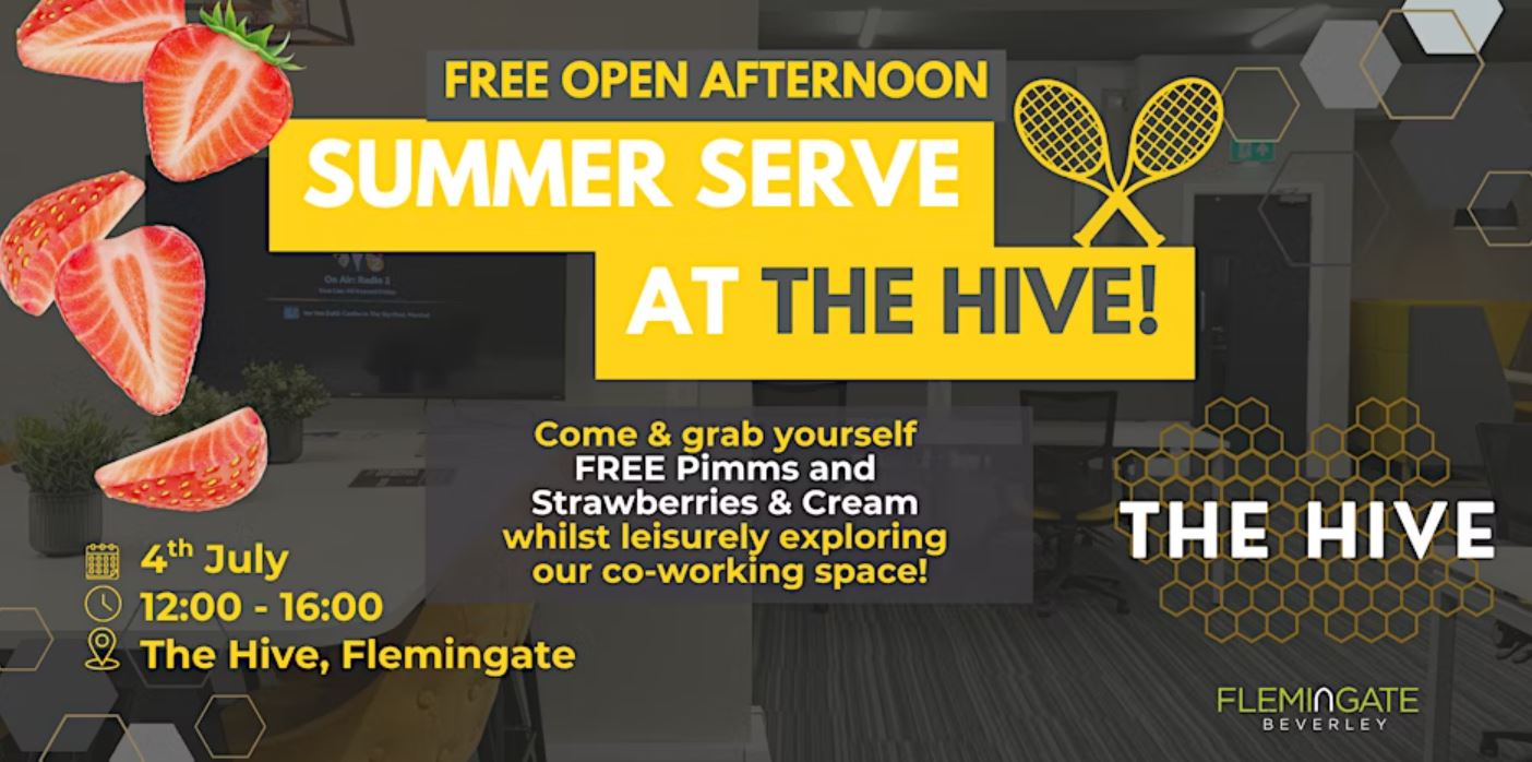 Summer serve at the hive free open afternoon with pimms and strawberries