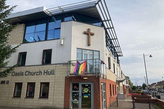 A photograph of the outside of the Oasis Hub Hull