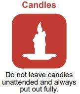Candles - Do not leave candles unattended and always put out fully
