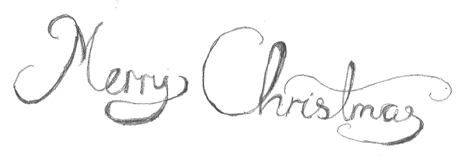 Drawing of the words Merry Christmas