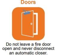 Do not leave a fire door open and never disconnect an automatic closer