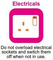 Electrical - Do not overload electrical sockets and switch them off when not in use