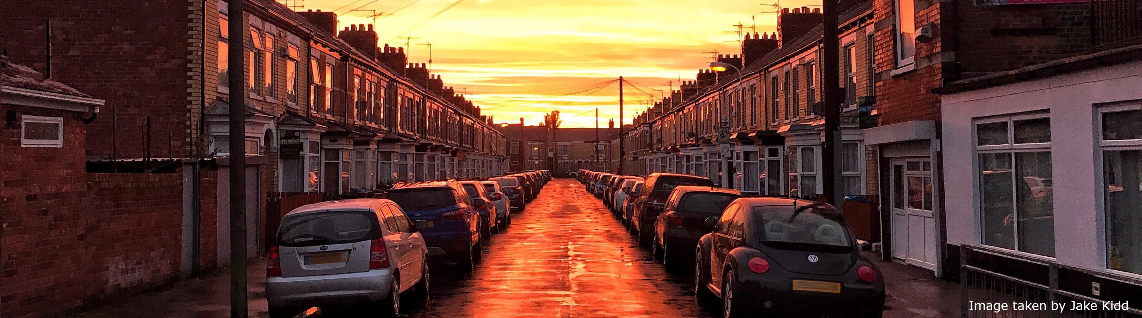 Photograph of Hull street at sun set taken by Jake Kidd