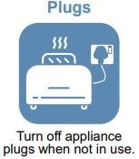 Plugs - Turn off appliance plugs when not in use