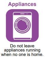 Appliances - Do not leave appliances running when no one is home