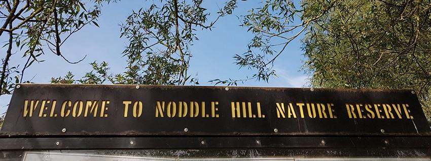 Noddle hill nature reserve welcome sign